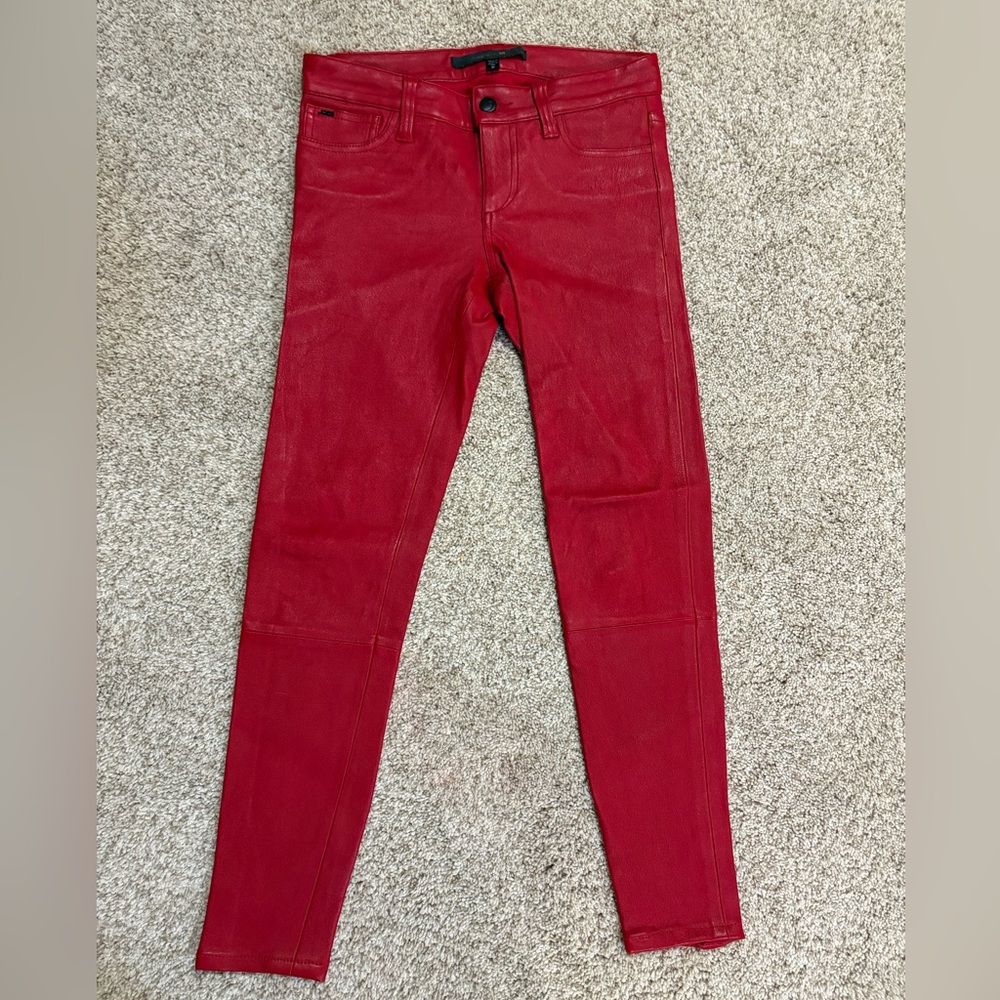 Joe’s Jeans Red Lambskin Leather Pants in Size 24